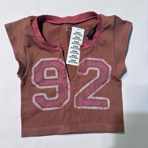 Urban Outfitters Brown and Pink Crop Top
